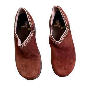 Merrell Ortholite MOC Maroon Suede Slip On Comfort Shoe 8